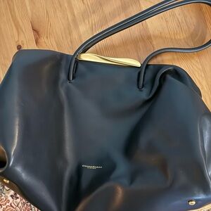 Donna Karan black and gold large Poplin satchel bag